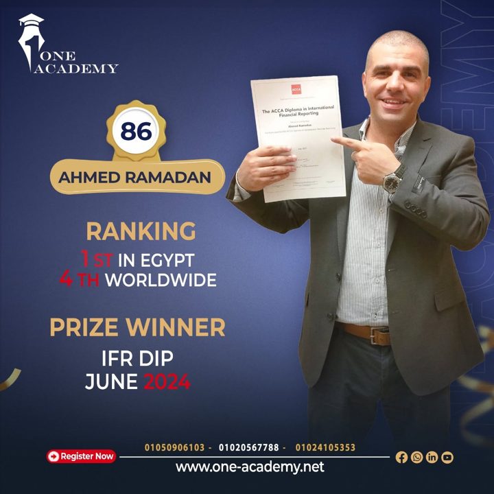 أحمد رمضان – 86 درجة – الأول في مصر والرابع عالمياً – ACCA DipIFR يونيو 2024