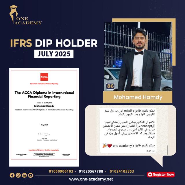 Mohamed Hamdy – 86% – ACCA DipIFR June 2025 – ONE Academy