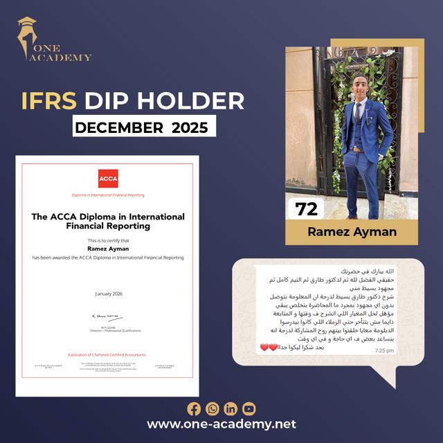 Ramez Ayman – 72% – ACCA DipIFR December 2025 – ONE Academy